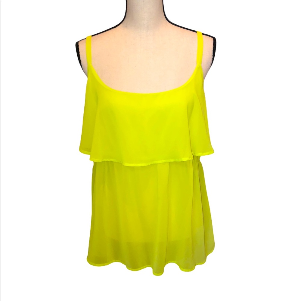 Torrid Neon Yellow Sheer Flounce Tank